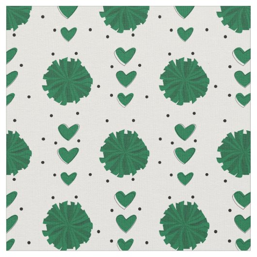 Grüner Chef Pom Poms & Hearts Muster Stoff (Nahaufnahme)