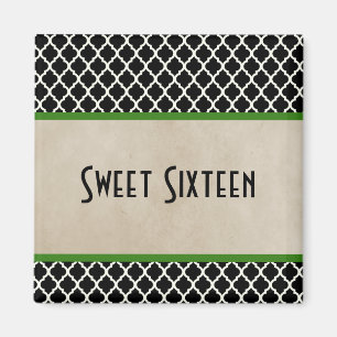 Grüner Chic Vierblatt Sweet 16 Magnet