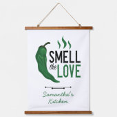 Grüner Chile Riecht die Liebe Wandteppich Mit Holzrahmen (Vorderseite)