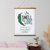 Grüner Chile Riecht die Liebe Wandteppich Mit Holzrahmen (Schlafzimmer)
