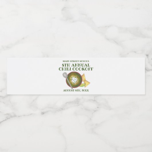 Grüner Chili Verde Chili Kochabkoch Wasserflaschenetikett (Einzelnes Label)