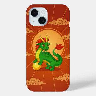 Grüner chinesischer Drache auf Rot Case-Mate iPhone Hülle