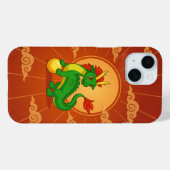 Grüner chinesischer Drache auf Rot Case-Mate iPhone Hülle (Rückseite (Horizontal))