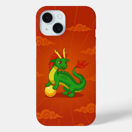 Grüner chinesischer Drache auf Rot Case-Mate iPhone Hülle (Rückseite)