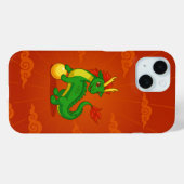 Grüner chinesischer Drache auf Rot Case-Mate iPhone Hülle (Rückseite (Horizontal))