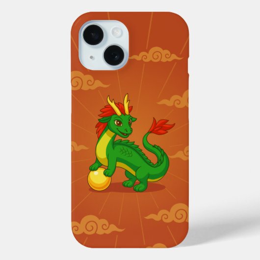 Grüner chinesischer Drache auf Rot Case-Mate iPhone Hülle (Rückseite)