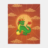 Grüner chinesischer Drache auf Rot Fleecedecke (Vorderseite)