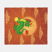 Grüner chinesischer Drache auf Rot Fleecedecke (Vorderseite (Horizontal))