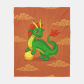 Grüner chinesischer Drache auf Rot Fleecedecke (Vorderseite)