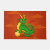 Grüner chinesischer Drache auf Rot Fußmatte (Vorderseite)