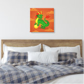 Grüner chinesischer Drache auf Rot Leinwanddruck (Insitu (Schlafzimmer))