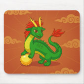 Grüner chinesischer Drache auf Rot Mousepad (Vorne)