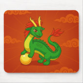 Grüner chinesischer Drache auf Rot Mousepad (Vorne)