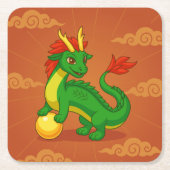 Grüner chinesischer Drache auf Rot Rechteckiger Pappuntersetzer (Vorderseite)