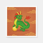 Grüner chinesischer Drache auf Rot Serviette (Vorderseite)