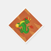 Grüner chinesischer Drache auf Rot Serviette (Ecke)