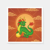 Grüner chinesischer Drache auf Rot Serviette (Vorderseite)