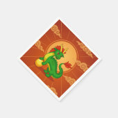 Grüner chinesischer Drache auf Rot Serviette (Ecke)