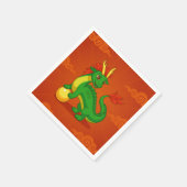 Grüner chinesischer Drache auf Rot Serviette (Ecke)