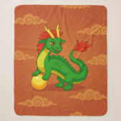 Grüner chinesischer Drache auf Rot Sherpadecke (Vorderseite)