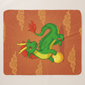 Grüner chinesischer Drache auf Rot Sherpadecke (Vorderseite (Horizontal))