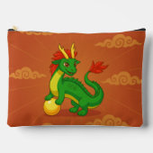 Grüner chinesischer Drache auf Rot Zubehörtasche (Vorderseite)
