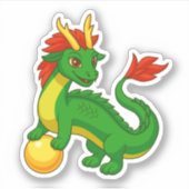 Grüner chinesischer Drache Aufkleber (Vorderseite)
