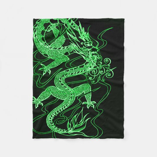 Grüner chinesischer Drache Fleecedecke (Vorderseite)