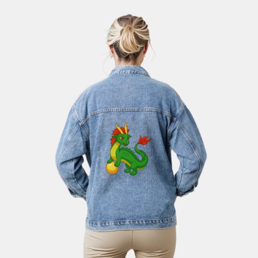 Grüner chinesischer Drache Jeansjacke (Modell)