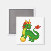 Grüner chinesischer Drache Magnet (Vorderseite/Rückseite)
