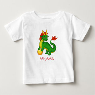 Grüner chinesischer Drache mit eigenem Namen Baby T-shirt