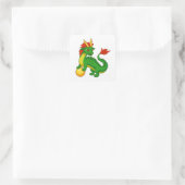 Grüner chinesischer Drache Quadratischer Aufkleber (Tasche)