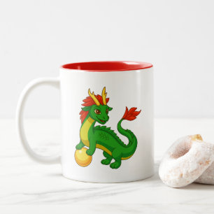 Grüner chinesischer Drache Zweifarbige Tasse