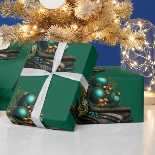 Grüner Christbaumkugel-Schmuck Weihnachtspapier Geschenkpapier (Feiertage)