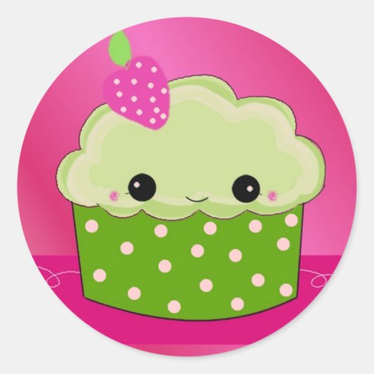 Grüner Cupcake Runder Aufkleber (Vorderseite)