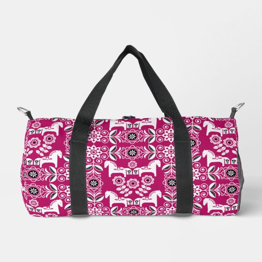 Grüner Dala Schwedisches Pferd Druck Duffle Bag (Vorderseite)