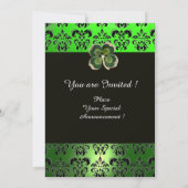 GRÜNER DAMASK, GOLD KLEEBLATT JEWEL MIT WEISSEN PF EINLADUNG (Rückseite)