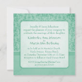 Grüner Damast Einladung zur Hochzeit (Rückseite)