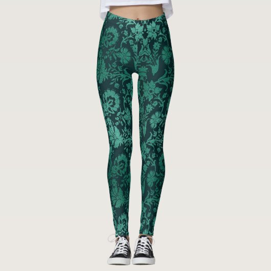 grüner Damast Leggings (Vorderseite)