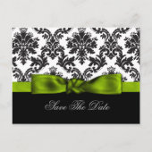 grüner Damast Save the Date Ankündigungspostkarte (Vorderseite)