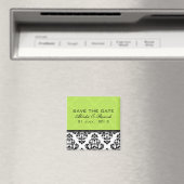 Grüner Damast-Save the Date Magnet (In Situ (Geschirrspüler))