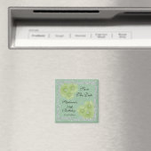 Grüner Damast u. Blumen-75. Geburtstag Magnet (In Situ (Geschirrspüler))