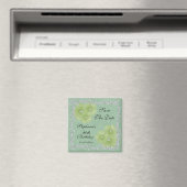 Grüner Damast u. Blumen-90. Geburtstag Magnet (In Situ (Geschirrspüler))