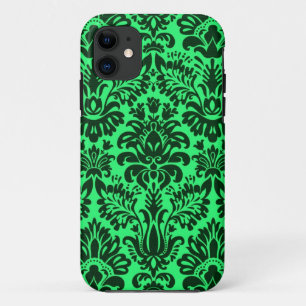 Grüner Damastentwurf iPhone 11 Hülle