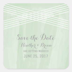 Grüner Deko Save the Date Quadratischer Aufkleber