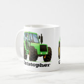 Grüner der Bauernhof-Traktor des Name-Kindes Kaffeetasse (Vorderseite Links)