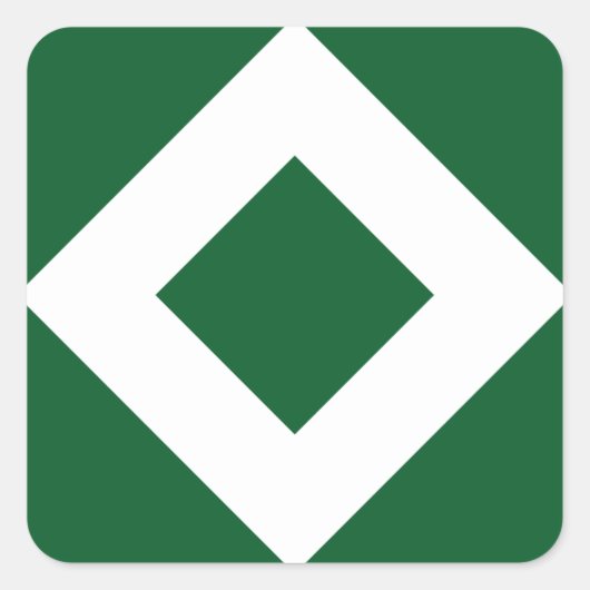 Grüner Diamant, feine weiße Grenze Quadratischer Aufkleber (Vorderseite)