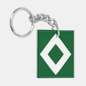 Grüner Diamant, feine weiße Grenze Schlüsselanhänger (Vorderseite links)