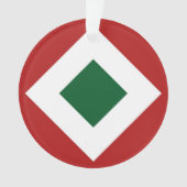 Grüner Diamant, kühne weiße Grenze auf Rot Ornament (Vorderseite)