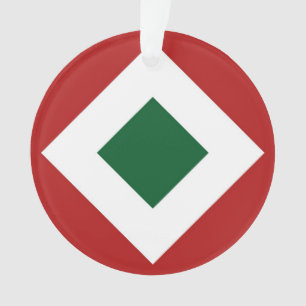 Grüner Diamant, kühne weiße Grenze auf Rot Ornament